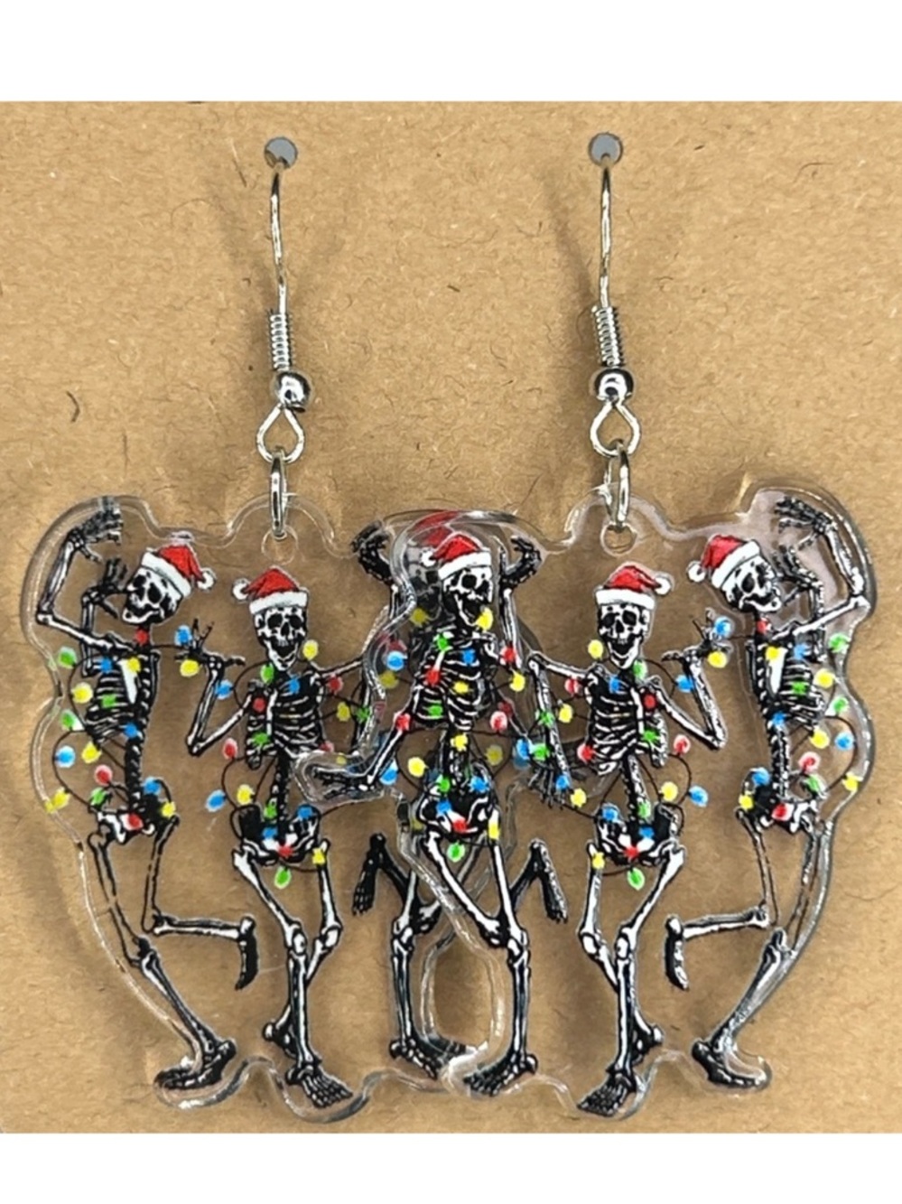 Acrylic Christmas Dancing Skeletons Design Earrings Fashion Jewelry
